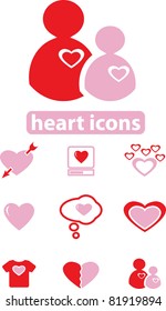 heart icons, signs, vector illustrations