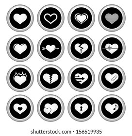 Heart Icons Silver Icon Set