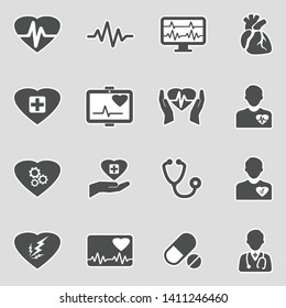 Heart Icons. Sticker Design. Vector Illustration.