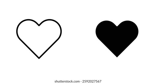 Heart icons. stroke line and black solid icons