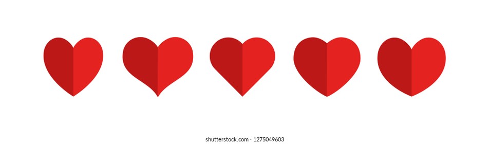 Heart icons, symbol of love, flat design vector hearts