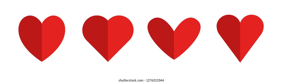 Heart icons, symbol of love, flat design vector hearts