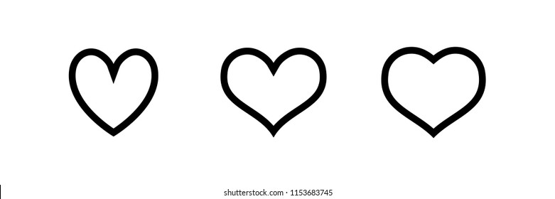 Heart icons, symbol of love, linear vector