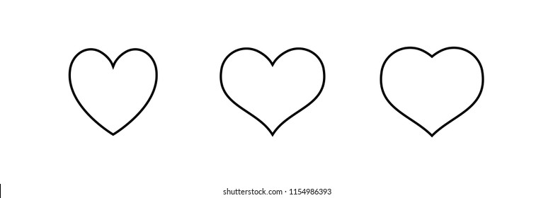 Heart icons, symbol of love, linear vector icon collection