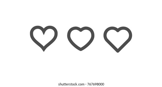 Heart icons, symbol of love, linear bold vector