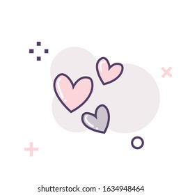 
heart icons and symbols with a white background, for Valentine's Day celebrations, thin line style, vector