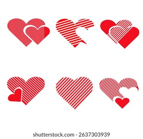 Heart icons in various styles, symbolizing love, romance, health, and care for web and graphic design.