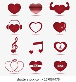 Heart icons, vector.