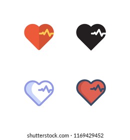 heart icons vector. icons with four different styles