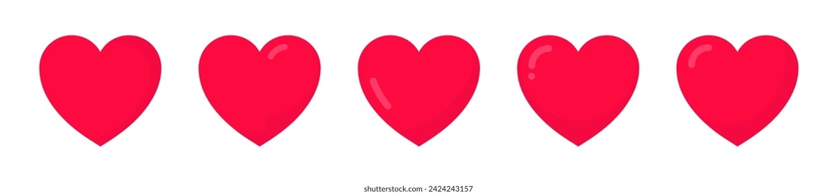 Heart icons. Vector hearts. Red hearts set