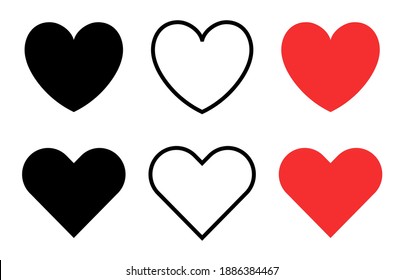 Heart icons. Vector hearts for social chat, stream, video, valentine, like and business. Like concept. Button design for communication, web. Set of love symbol isolated on background. Illustration EPS