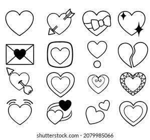 Heart icons. Vector illustration love concept isolated for clip-art, web icon, or other creative design