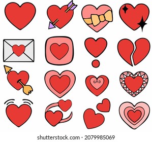 Heart icons. Vector illustration love concept isolated for clip-art, web icon, or other creative design