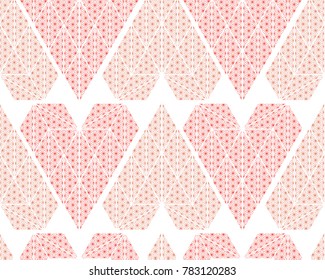 Heart icons vector with Japanese pattern. Red geometric background for wrapping paper, wallpaper, card, poster, backdrop.