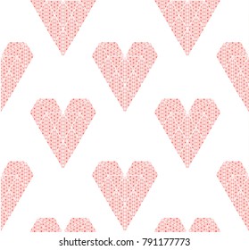 Heart icons vector with Japanese pattern. Red geometric background for wrapping paper, wallpaper, card, poster, backdrop.