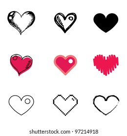 heart icons vector set