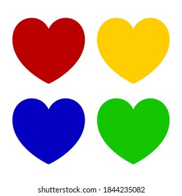Iconos del corazón. Conjunto de vectores de iconos de corazones. Iconos de corazones de color con estilo plano aislados en fondo blanco. Ilustración vectorial. Concepto de amor.