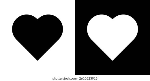 Heart icons vector set in solid flat style