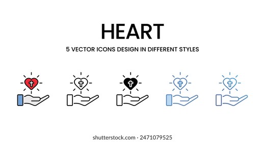 Heart icons vector set stock illustration.