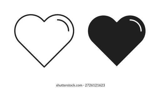 Símbolo de Vector de iconos de corazón con trazo editable y versiones planas