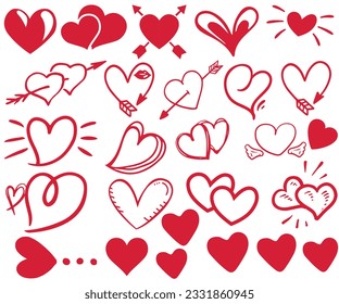 Heart Icons,Collection of heart illustrations, Love symbol icon set, love symbol vector.
