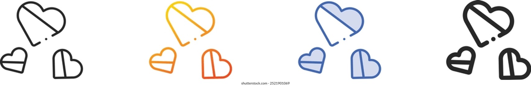 heart icon.Thin Linear, Gradient, Blue Stroke and bold Style Design Isolated On White Background