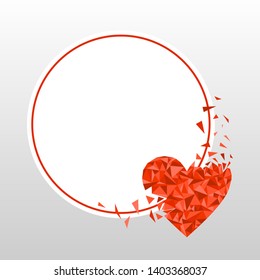 Heart icon.Triangle heart.Red abstract polygonal heart
