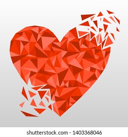 Heart icon.Triangle heart.Red abstract polygonal heart