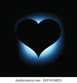 Corazón iluminar marco con gradiente. Anuncio de neón de corazón azul aislado sobre fondo negro. Ilustración vectorial