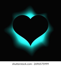 Corazón iluminar marco con gradiente. Anuncio de neón de corazón azul aislado sobre fondo negro. Ilustración vectorial