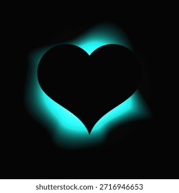 Coração ilumina quadro com gradiente. Banner de neon de coração azul isolado no fundo preto. Ilustração vetorial