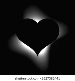 Corazón iluminar marco con gradiente. Anuncio de neón de corazón blanco aislado sobre fondo negro. Ilustración vectorial