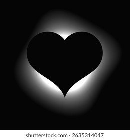 Heart illuminate frame with gradient. White heart neon banner isolated on black background. Vector illustration