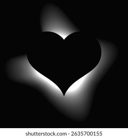 Heart illuminate frame with gradient. White heart neon banner isolated on black background. Vector illustration