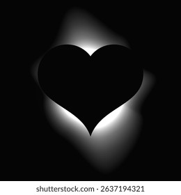 Heart illuminate frame with gradient. White heart neon banner isolated on black background. Vector illustration