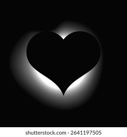 Heart illuminate frame with gradient. White heart neon banner isolated on black background. Vector illustration