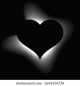 Corazón iluminar marco con gradiente. Anuncio de neón de corazón blanco aislado sobre fondo negro. Ilustración vectorial