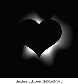 Corazón iluminar marco con gradiente. Anuncio de neón de corazón blanco aislado sobre fondo negro. Ilustración vectorial