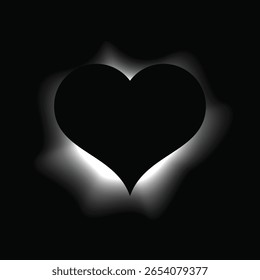 Coração ilumina quadro com gradiente. Banner de neon de coração branco isolado no fundo preto. Ilustração vetorial