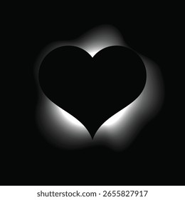 Heart illuminate frame with gradient. White heart neon banner isolated on black background. Vector illustration