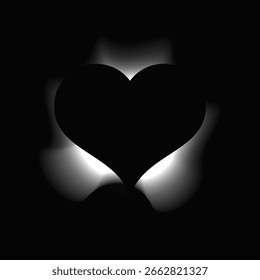 Heart illuminate frame with gradient. White heart neon banner isolated on black background. Vector illustration