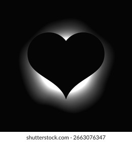 Corazón iluminar marco con gradiente. Anuncio de neón de corazón blanco aislado sobre fondo negro. Ilustración vectorial