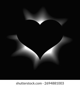 Heart illuminate frame with gradient. White heart neon banner isolated on black background. Vector illustration