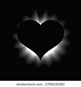 Corazón iluminar marco con gradiente. Anuncio de neón de corazón blanco aislado sobre fondo negro. Ilustración vectorial