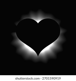 Corazón iluminar marco con gradiente. Anuncio de neón de corazón blanco aislado sobre fondo negro. Ilustración vectorial