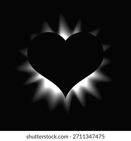 Corazón iluminar marco con gradiente. Anuncio de neón de corazón blanco aislado sobre fondo negro. Ilustración vectorial