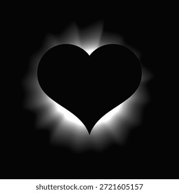 Corazón iluminar marco con gradiente. Anuncio de neón de corazón blanco aislado sobre fondo negro. Ilustración vectorial
