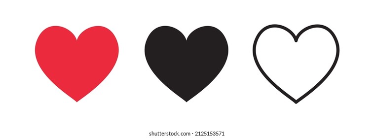 Colección de ilustraciones de corazón, conjunto de iconos de símbolo de amor, vector de símbolo de amor.