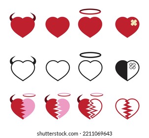 Heart illustration collection, Love symbol icon set, love symbol vector.