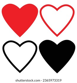 Heart illustration collection, Love symbols icon set, love symbols vector style.